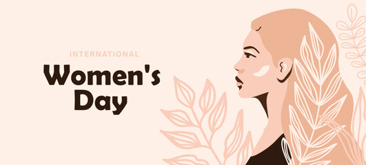 International womens day vector illustration. Beautiful woman in