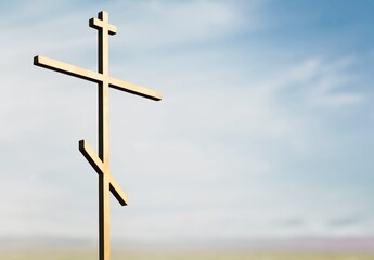 beautiful sky background with wooden cross