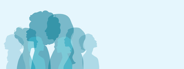 Woman silhouette isolated vector illustration. Modern blue colored - obrazy, fototapety, plakaty