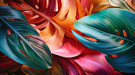 The beauty of tropical leaves through abstract design, a fresh and contemporary perspective on nature-inspired imagery background Ai Generative