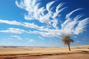 Ventious blue sky, clouds in motion., generative IA