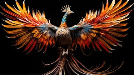 fire phoenix bird rising - obrazy, fototapety, plakaty