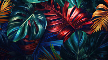The beauty of tropical leaves through abstract design, a fresh and contemporary perspective on nature-inspired imagery background Ai Generative