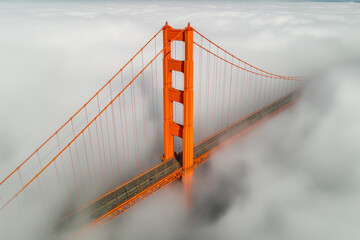 Golden Gate Bridge Shrouded in Morning Mist