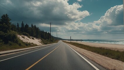 road landscape in summer drive on the beachside highway
