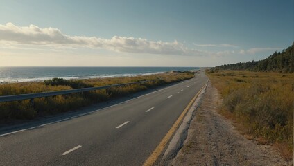 Fototapeta premium road landscape in summer drive on the beachside highway