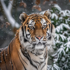 Majestic Siberian Tiger in Snowy Habitat
