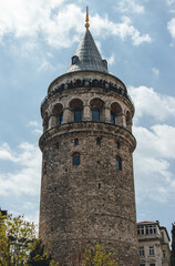 Fototapeta na wymiar the tower of galata in galatasaray neighbourhood in turkish style symbol of the city