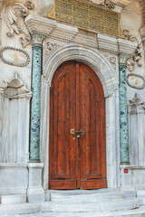 Fototapeta na wymiar old wooden door in the church