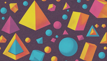 Colorful pop art background consisting of geometric shapes and patterns - ai generated