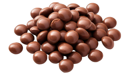 Many chocolate drops isolated on white created with Generative AI