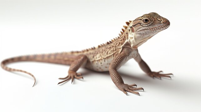 A beautiful image of a lizard isolated on a plain white background.  close up of a lizard