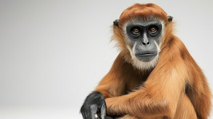 Fototapeta premium A beautiful image of a monkey isolated on a plain white background. close up of a baboon isolated on white background