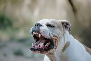 Obraz premium Portrait of a growling American Pit Bull Terrier.