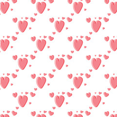Hand-drawn doodle style hearts seamless pattern. Trendy Valentine's Day background with doodle art heart icons . Valentine border with hearts and stars for banner . valentine hearts background 