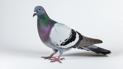 Naklejka premium A beautiful image of a pigeon isolated on a plain white background. pigeon on white