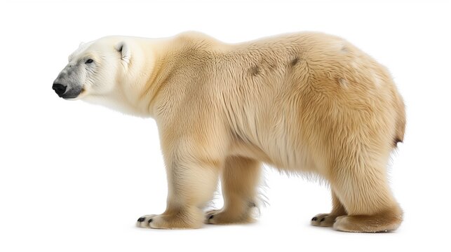 A beautiful image of a polar bear isolated on a plain white background. polar bear isolated on white background