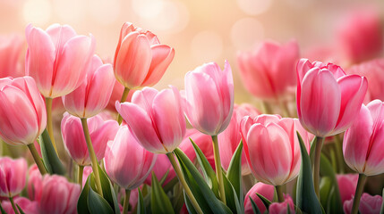 Fototapeta premium The beauty of tulips in a natural setting, background Ai Generative 
