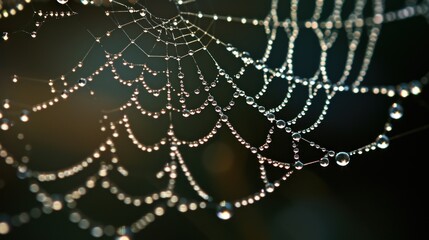  a close up of a spider web with drops of water on it's spider's web spider web, spider webs, dews, spider webs, spider web, spider webs, spider webs, spider webs, spider webs, spider webs,.
