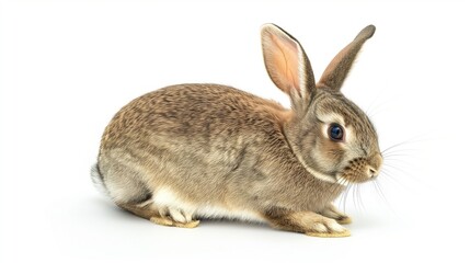 Obraz premium A beautiful image of a rabbit isolated on a plain white background. rabbit isolated on white background