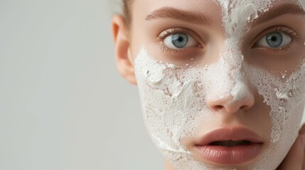 Fresh Faced with Foamy Cleanser: Youthful individual with a foamy facial cleanser, highlighting fresh skin care.