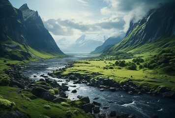 a river running through a valley - Powered by Adobe