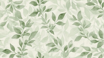  a close up of a wallpaper with a pattern of green leaves on a white background with a light green background and light green leaves on the left side of the wall.