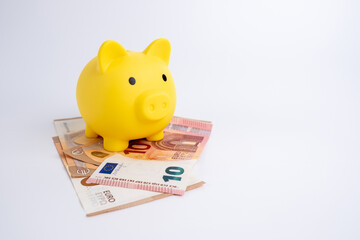 Piggy bank concept for savings, accounting, bank and business account. Small piggy bank for money...