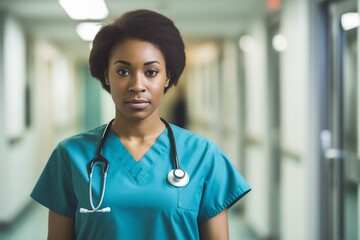 Nurse woman serious face in hospital