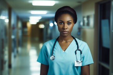 Nurse woman serious face in hospital