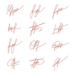 Fictitious handwritten signature. Signature variations. Fine handwriting. Handwritten symbols - obrazy, fototapety, plakaty