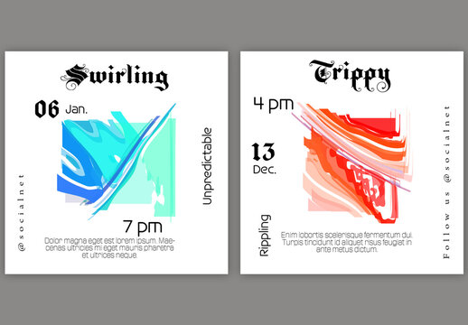 Social Media Square Post with Abstract Shuttered Glass Shape Simple on White Background