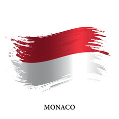 Grunge flag of Monaco, brush stroke vector