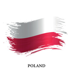 Grunge flag of Poland, brush stroke vector
