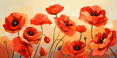 Floral background with poppies