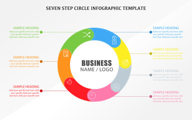 Circle seven step business infographic template design, editable circle infographic design