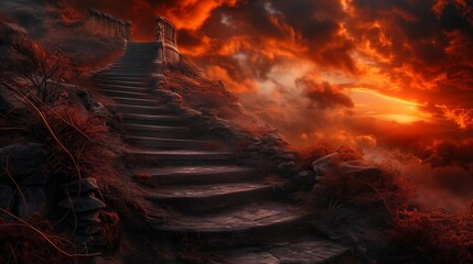 stairway going to hell, fire in the sky, stairway to the sky
