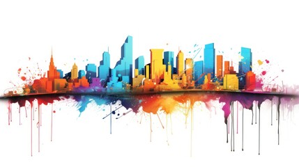 Vector illustration of city skyline with skyscrapers.