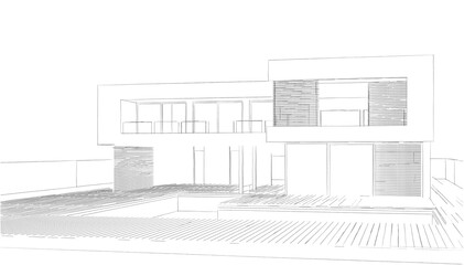 house building architectural 3d illustration