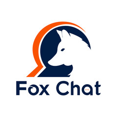 Fox Chat logo design template vector, Fox logo vector template