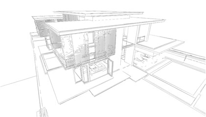 house building architectural 3d illustration
