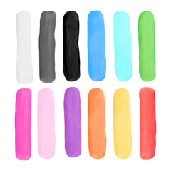 Colorful realistick plasticine collection on white background