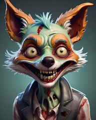 Cartoon Scary Zombie Fox