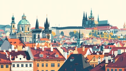 Obraz premium Artistic illustration of Prague city. Czech Republic in Europe.