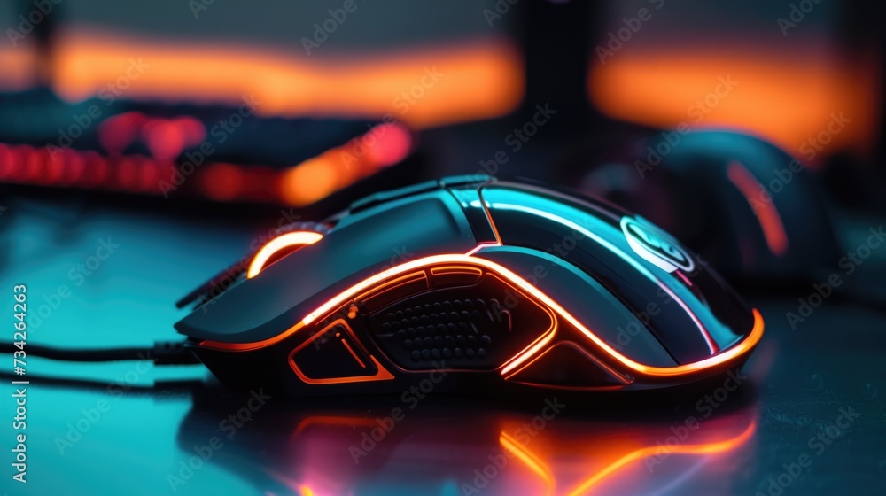 Poster modern stylish gaming computer mouse. ai generative.