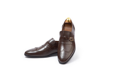 Male fashion with shoes on white