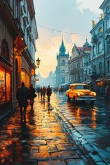 Fototapeta na wymiar Artistic illustration of Prague city. Czech Republic in Europe.