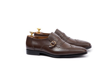 Male fashion with shoes on white