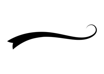 Swoosh typography text tail shape. Calligraphic decoration swish symbol. Retro underline, black stroke or ornament design vector illustration