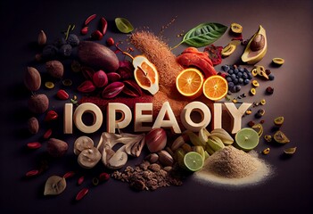 Healthy food for vitality and energy with super foods high in protein and carbs. Generative AI